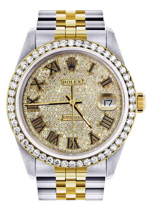 rolex gold and silver diamond watch|real diamond Rolex watches.